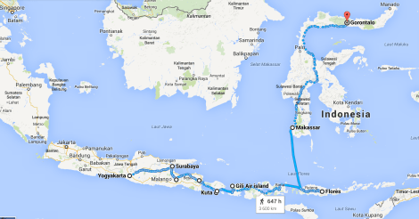 Indonésie Trajet
